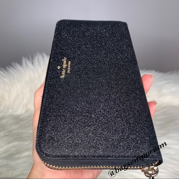 Kate Spade Black Glitter Zip Wallet - Picture 10 of 12